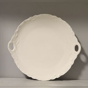 Early 1900s White Haviland Porcelain Serving Plate/Cake Plate With Handles